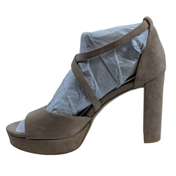 Naturalizer Melody Taupe Suede Platform PeepToe Block Heel Sandals Womens 9.5M - Picture 4 of 7